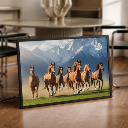 7 Horse Vastu Wall Painting (Landscape Collection) (Natural, Design 21, 48L x 33W cm)