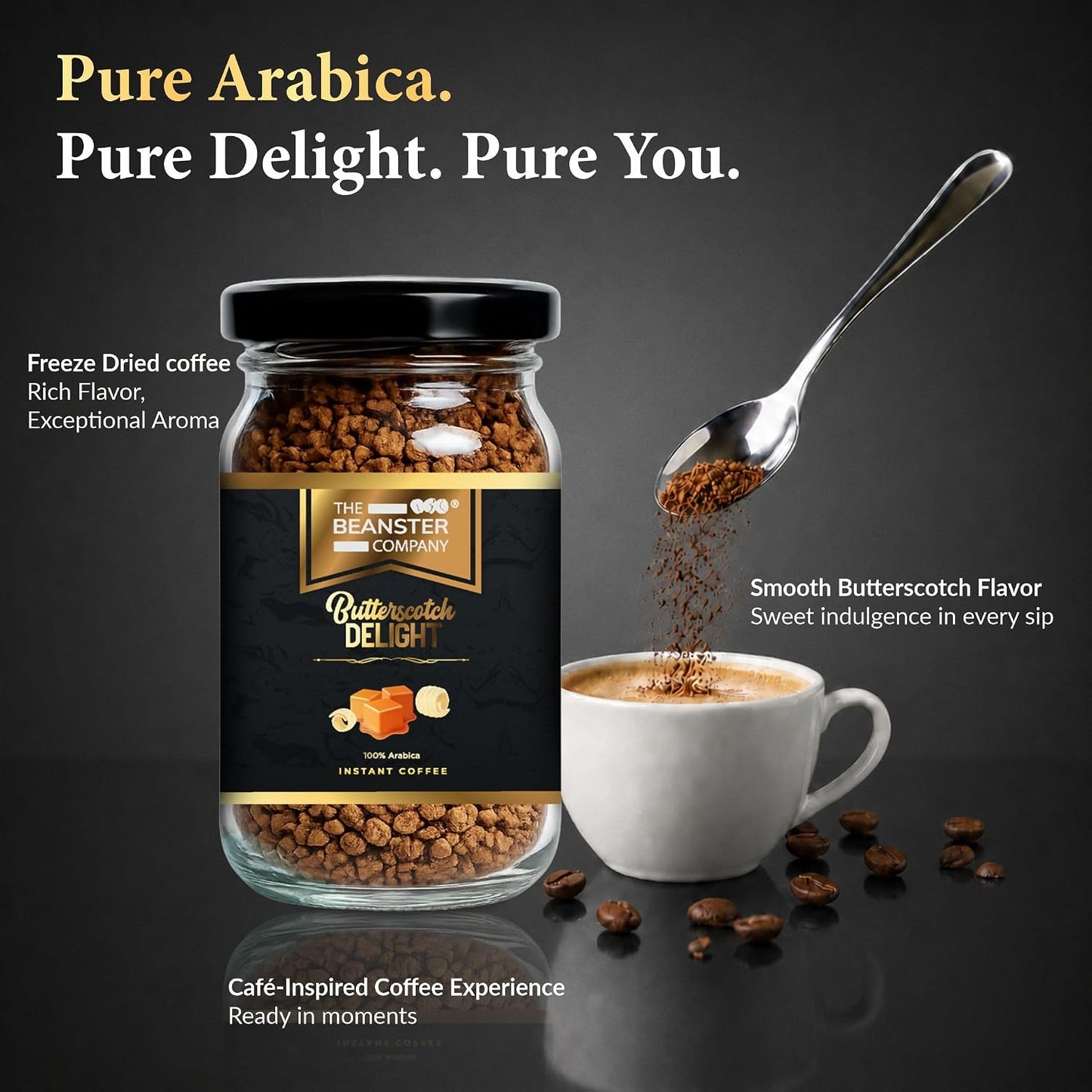 The Beanster Company 100% Arabica Butterscotch Delight Instant Coffee, 50g