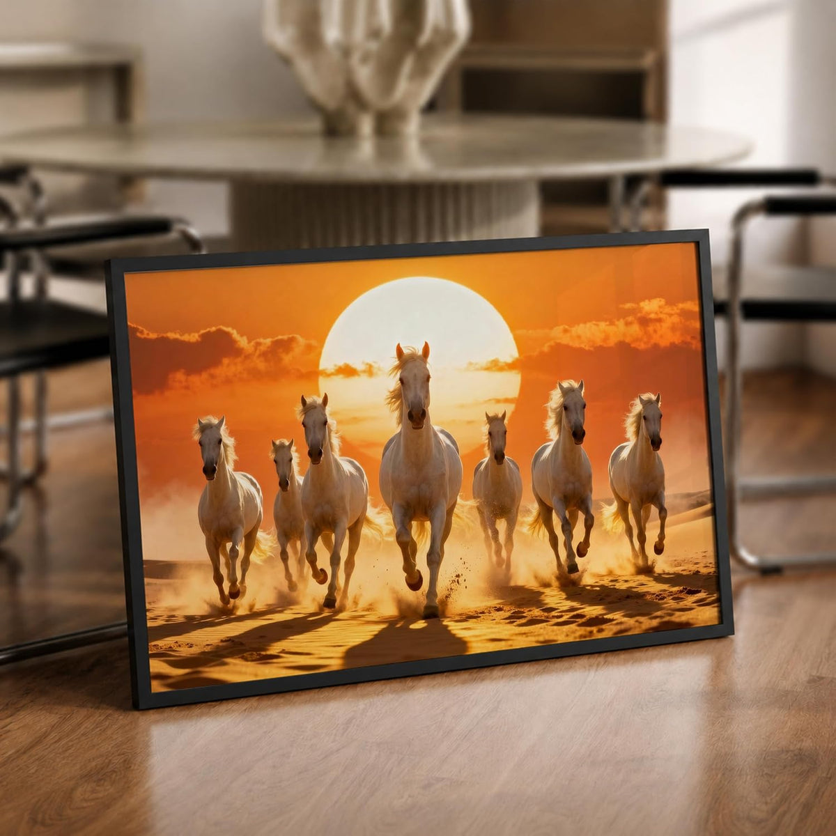 7 Horse Vastu Wall Painting (Landscape Collection) (Natural, Design 16, 48L x 33W cm)