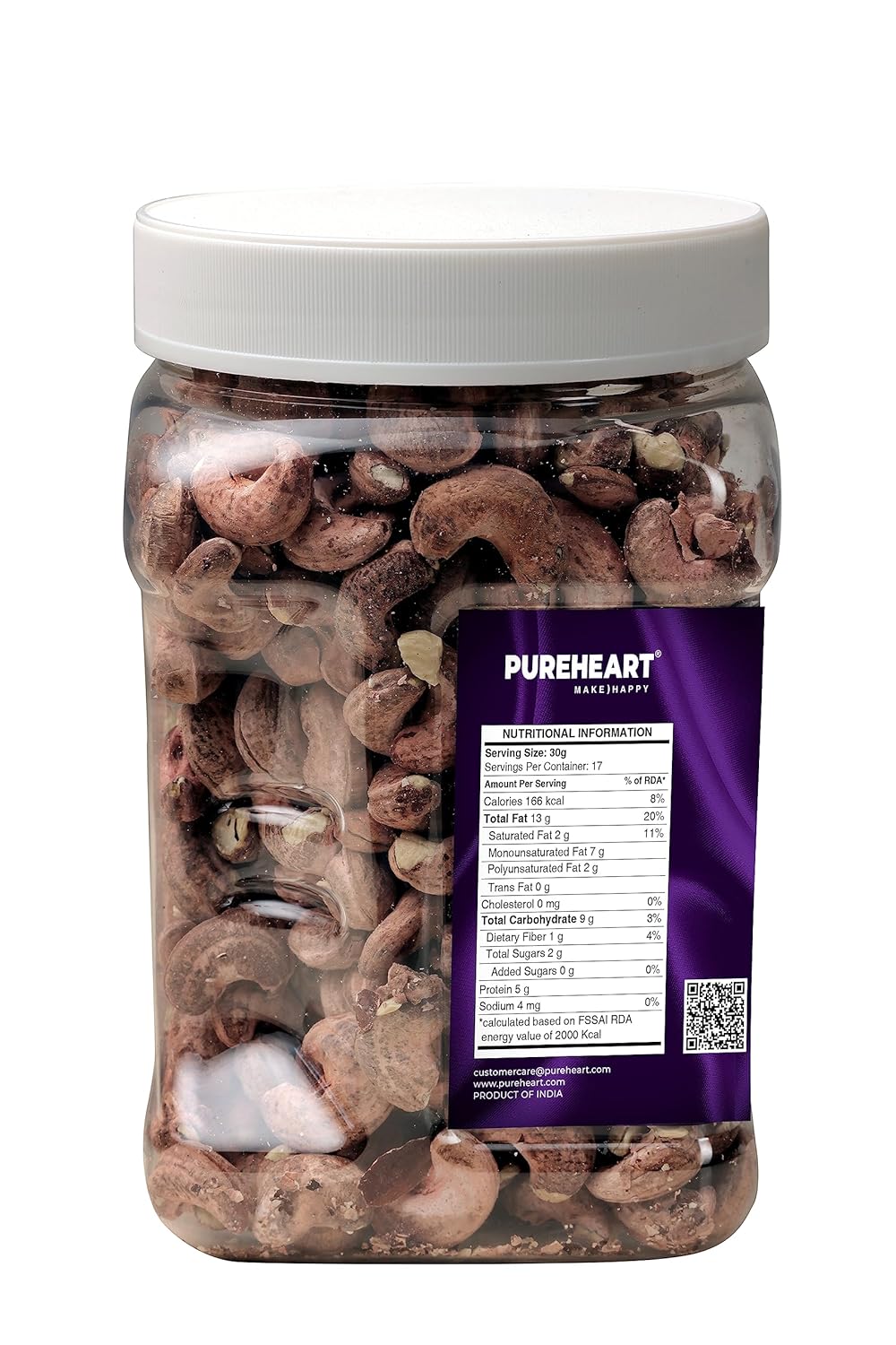 Pureheart Borma Cashews/Skin Unpeeled Cashews Natural Whole Kaju - Nutty Flavor Cashew Nuts with Skin