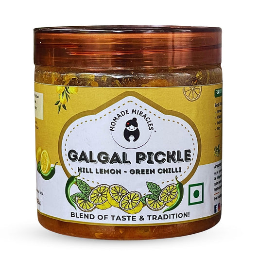 Momade Miracles Galgal Green Chilli Mixed Pickle| Oil-Free Galgal Ka Achaar with Spicy Green Chilies | Tangy, Salty, and Sour Himalayan Lemon Pickle | Made with Fresh Hill Lemons | Traditional Indian Flavor (400gm)