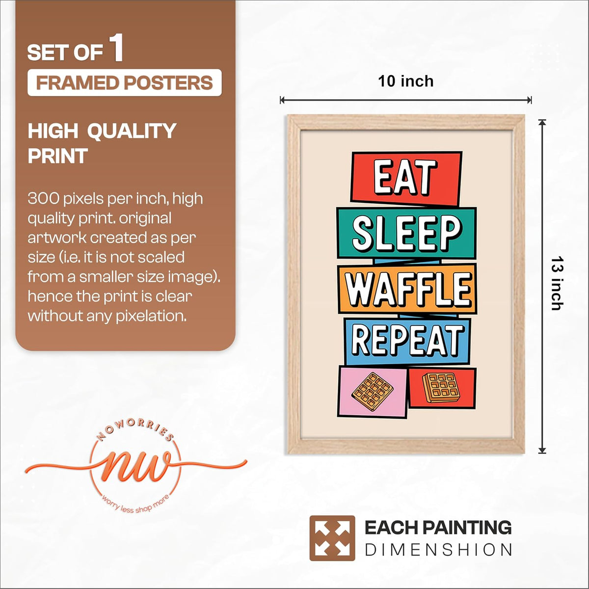 Framed Food Wall Art for Kitchen, Restaurant & Cafe Decor, Natural Synthetic Wood Frame, 300 GSM Premium Art Print, Illustration, 10x13 Inches, ART-6