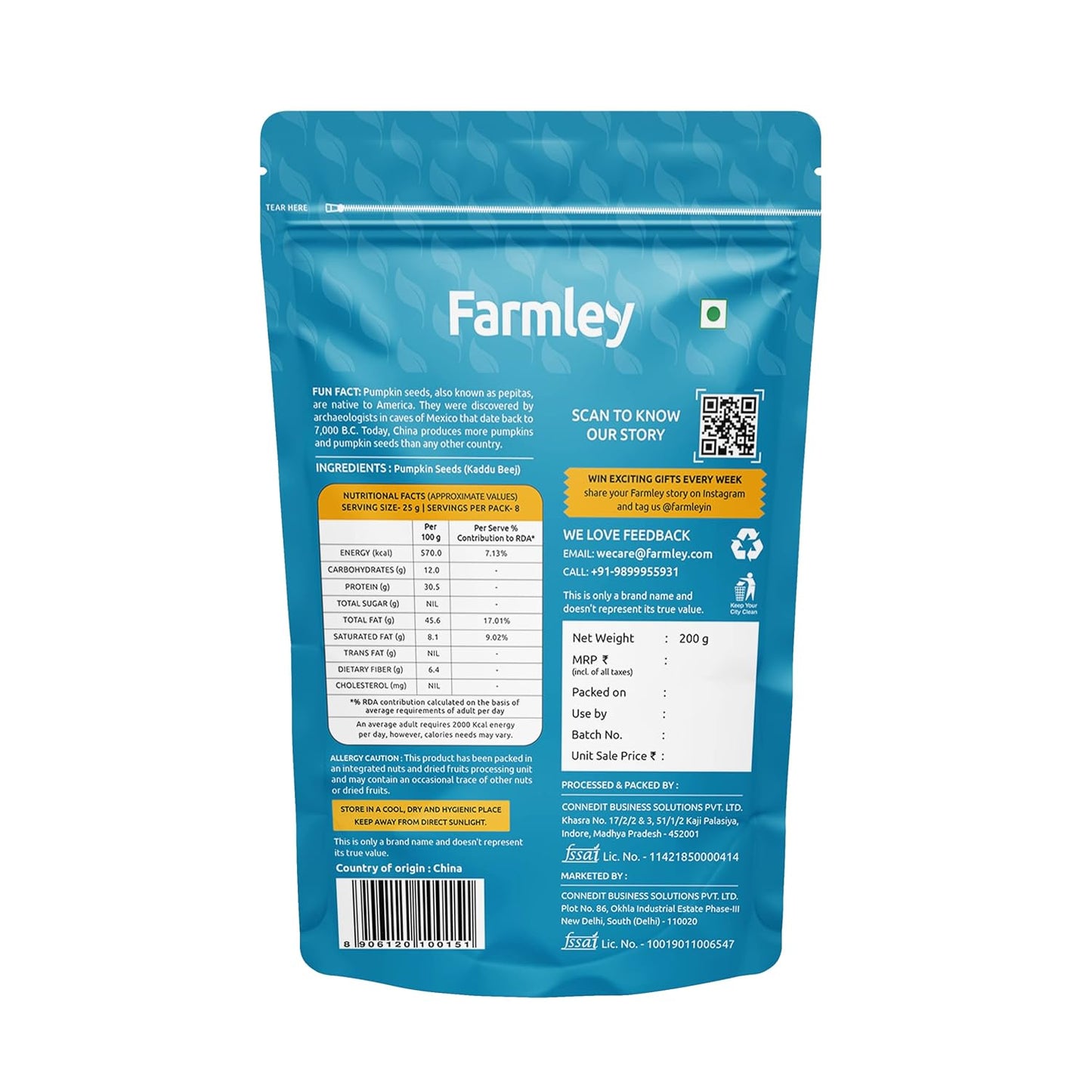 Farmley Pumpkin Seeds I 200g | AAA Grade Pumpkin Seeds for eating | Immunity Booster and Fiber Rich (Pack of 1)