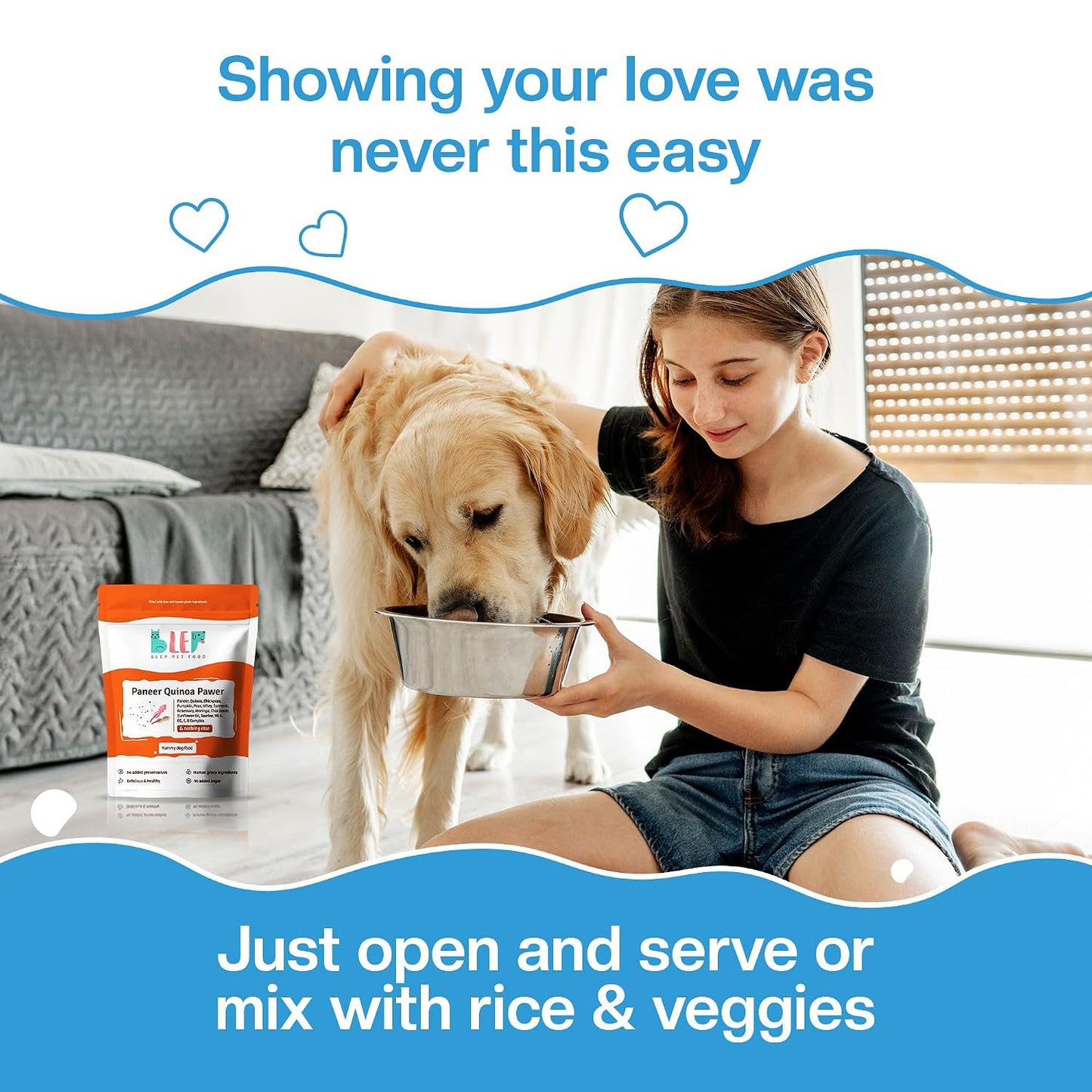 BLEP Fresh Dog Food (Wet) Human Grade, Grain Free|Paneer, Quinoa & Mixed Veggies|Omega 3, 6, Vitamin A, D, E, B|Zero Preservatives & Sugar|Easily Digestible|for All Dog Breeds|100g (Pack of 1)