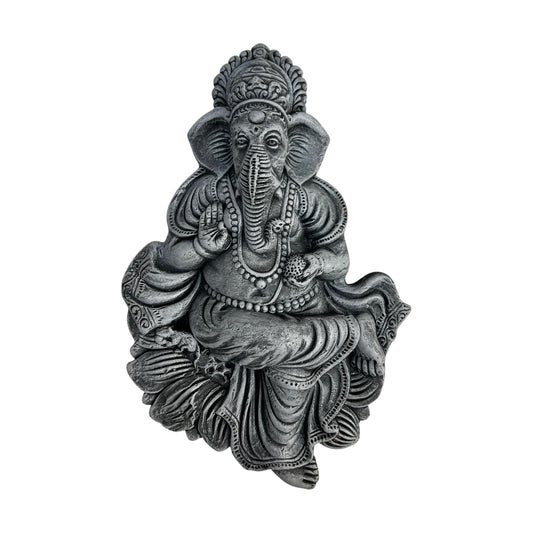 Ganesh ji Murti-Terracotta-Clay-Idol-Ganpati/Ganesha Murti-Figurine- for Door Entrance-Temple-Mandir-Home-Office Decor-Gifting-Spiritual Wall Hanging Art-Grey (H:28|B:19 CM)