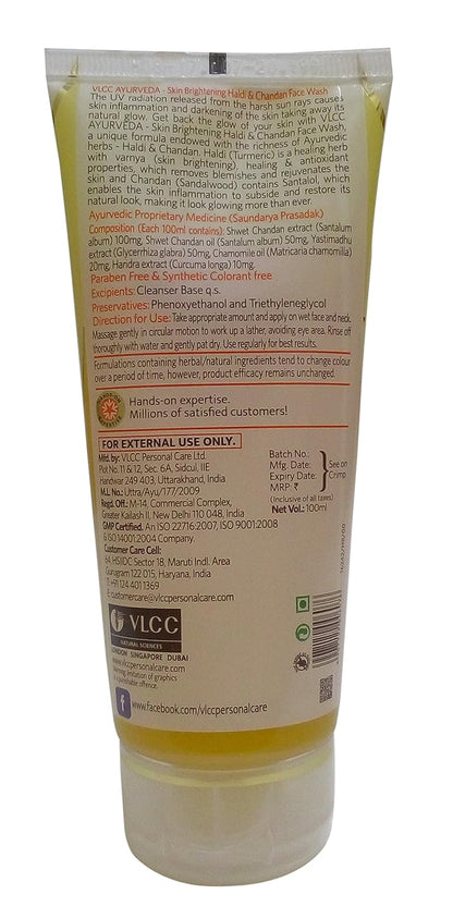VLCC Skin Brightening Face Wash - Haldi and Chandan, 100ml Tube