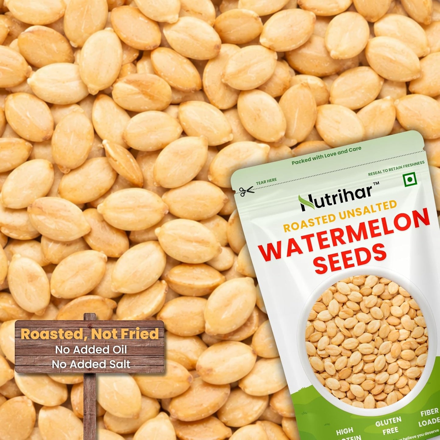 Nutrihar Roasted Watermelon Seeds 100g | Unsalted | No Added Oil | Roasted Magaj Seeds
