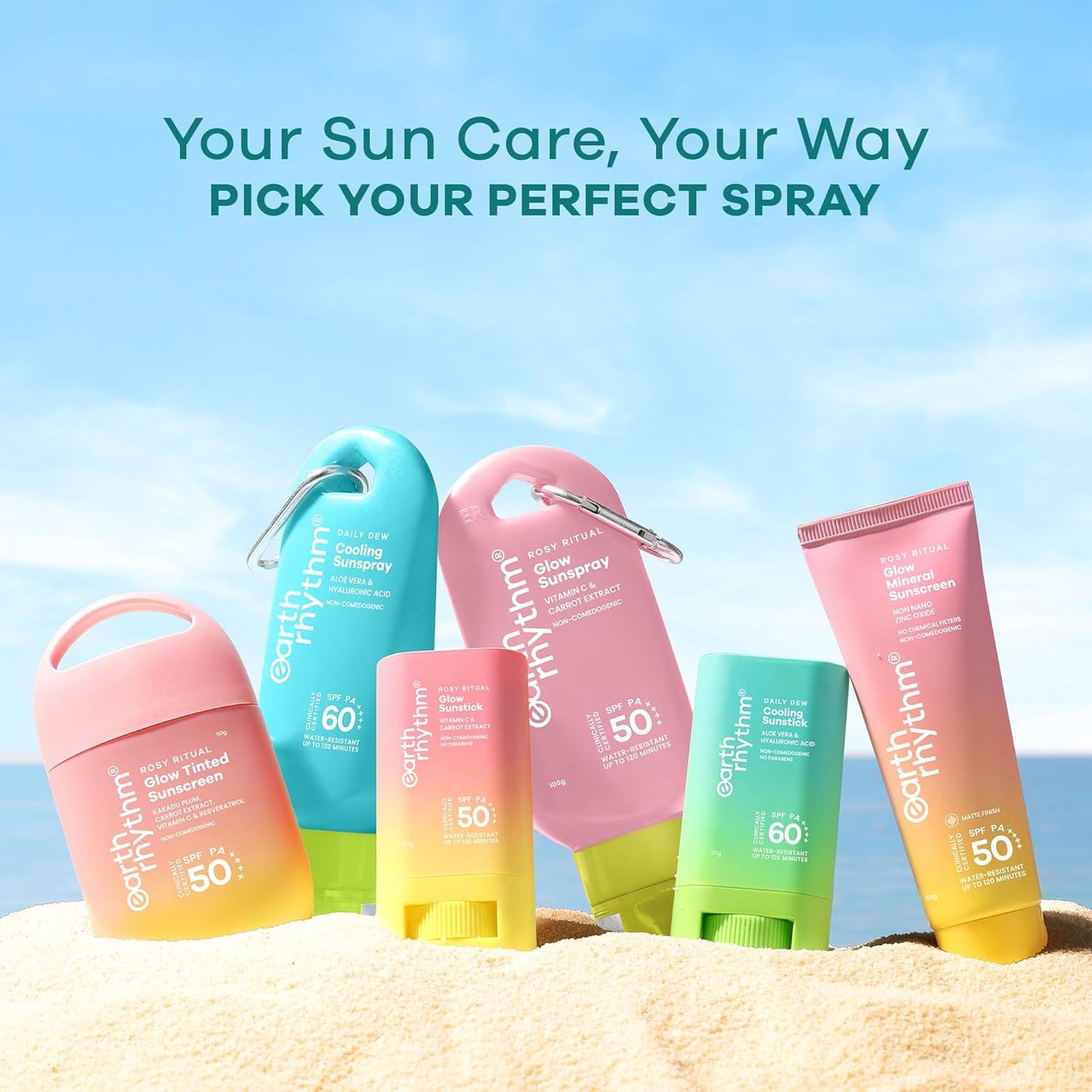 Earth Rhythm Daily Dew Cooling Sunstick SPF 60 PA ++++ with Hyaluronic Acid & Aloe Vera, In Vivo Tested