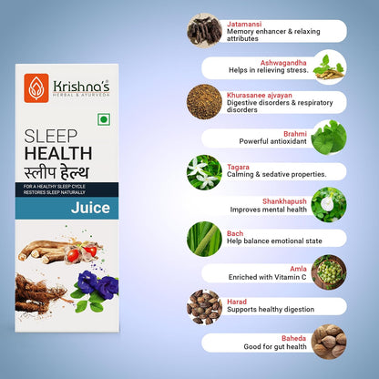 KRISHNA'S HERBAL & AYURVEDA Sleep Health Juice 1000 ml | For healthy sleep cycle | Restores sleep Naturally | Manage anxiety & stress
