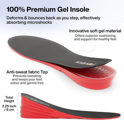 FOVERA Height Increasing Insoles - Gel Height Increase Insole for Shoe for Women - Heel Lift Shoe Pads with 4 Level of Height - Trim to Fit, Breathable Fabric (Regular: 5-9 UK, Pack of 1)