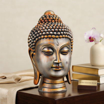 Buddha Idol Statue | Show Pieces for Home Decor Living Room (Antique Orange)