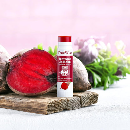 Tinted Lip Balm with SPF 50 PA+++ Brightening Beetroot Lip Balm For Dark Lips With Kojic Acid,Vitamin E, Soft, Glossy Lips- SPF lip balm for Women 5g