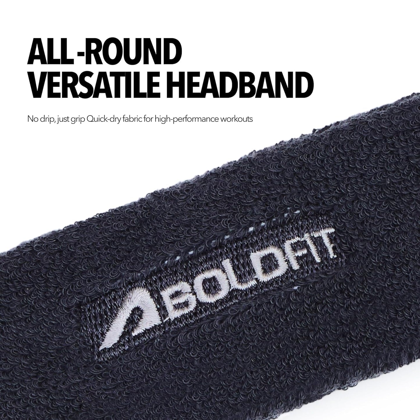 Boldfit Gym Headband for Men and Women - Sports Headband for Workout & Running, Breathable, Non-Slip Sweat Head Bands for Long Hair (Black)