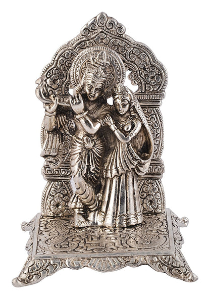 Silver Plated Radha Krishna Idol with Velvet Box for Home/Gift | Spiritual Significance | Symbol of Love and Devotion | Bringing Positive Energy | Ideal Gift Option