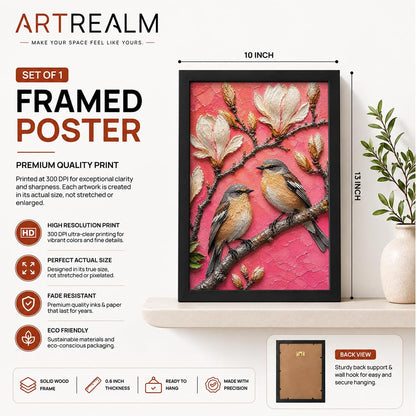 Bird Pair Magnolia Framed Wall Art, Black, 10x13 Inches