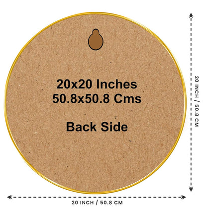 7 Horse Moon Round Wall Painting with Premium PVC Golden Frame, White Running Horses Night Sky Vastu Art for Living Room Office Home Decor Gift (20 x 20 Inch) GRL-443