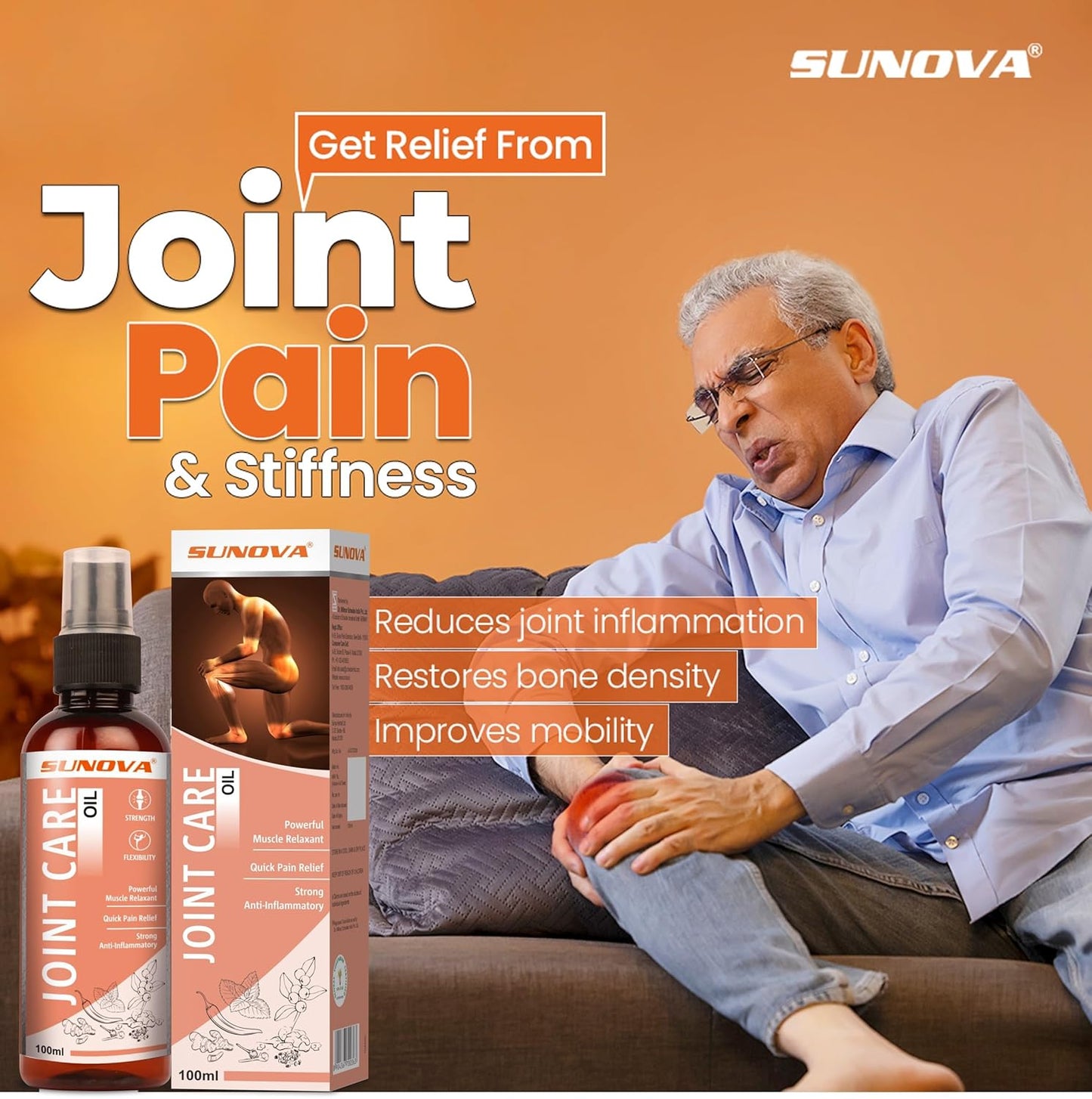 SUNOVA Joint Care Oil, 100 ml, Pack of 1 | Pain relief for joints and muscles