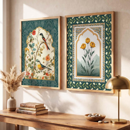 Indian Art Indian Traditional Madhubani Floral Paintings for Living Room | Painting for Wall Decoration| Framed Wall Painting for Home Room Bedroom Office Décor| Poster With frames (Art 5, (10x13 inch), Framed)
