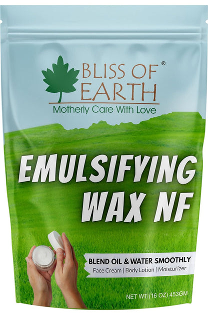 Bliss of Earth Emulsifying Wax NF Cosmetic Grade Wax Best for Thickening Soap, Lotion, Body Moisturizer & DIY Products 453gm