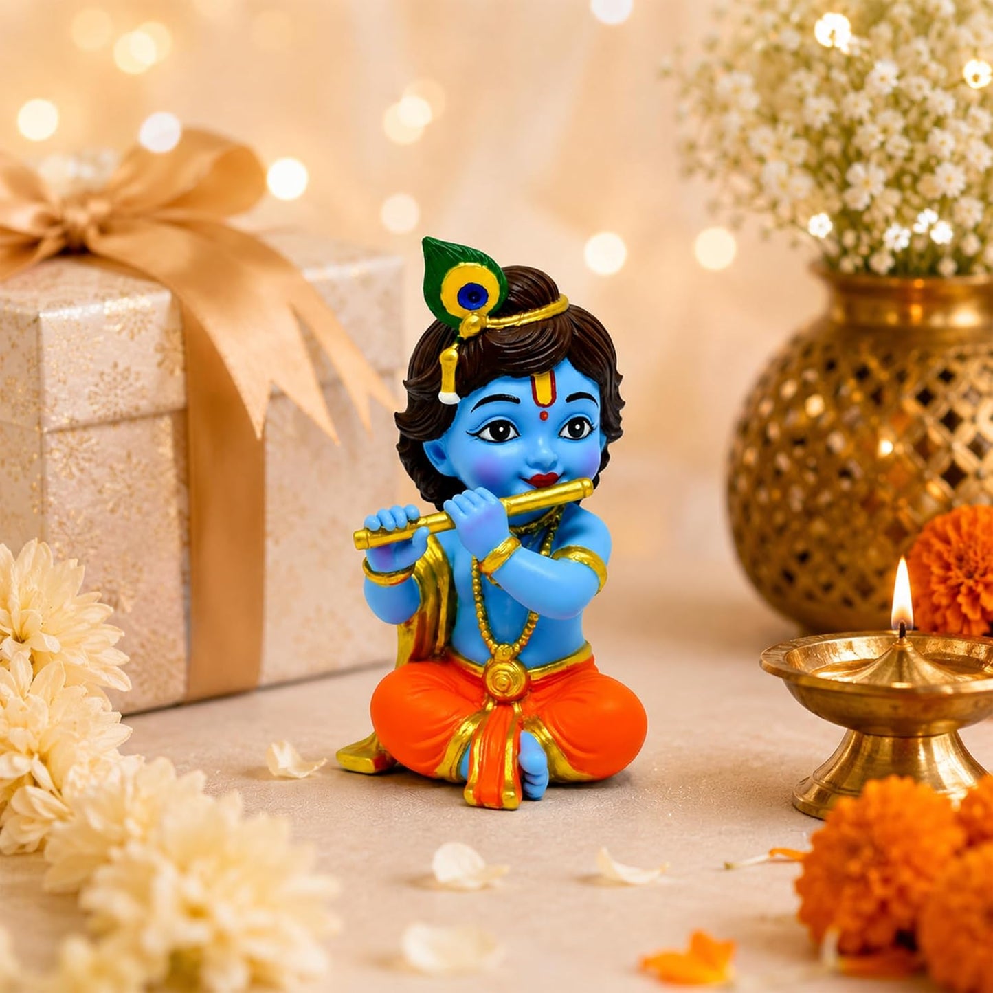 UNOVATE Krishna Idol for Car Dashboard, Krishna Statue, Home Temple, Office