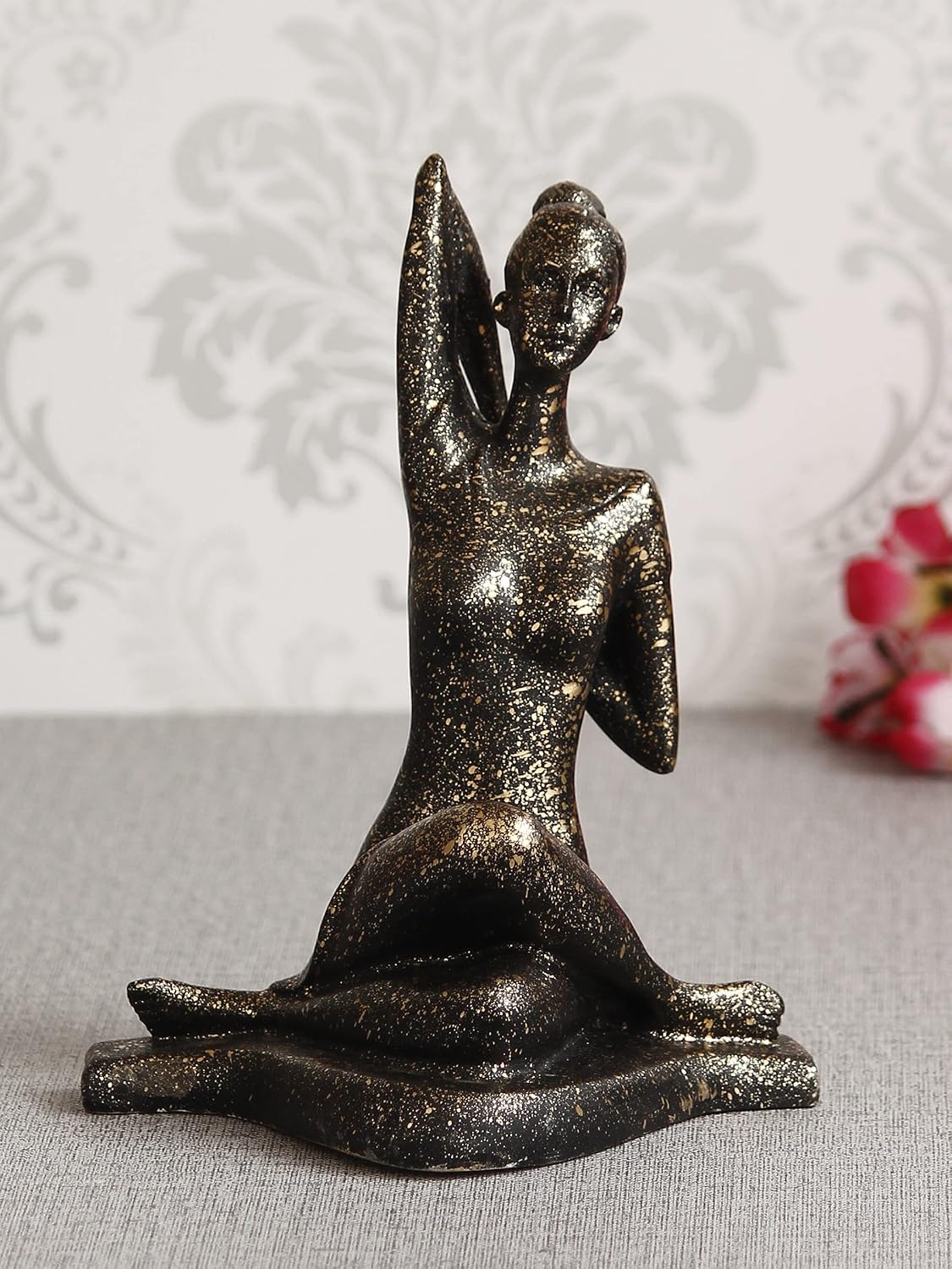 Black Resin Woman in Gomukhasana Cow Face Pose | Yoga Woman Statue Showpiece for Home Decor Living Room Bedroom Office Yoga Studio | Womens Day Gift for Ladies | Birthday Gift for Women