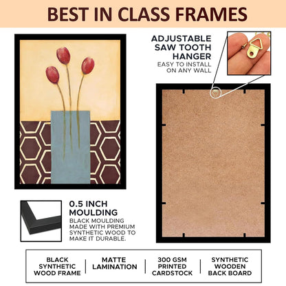 Wall Painting Frames For decor, Pictures Frame For Living Room, Home Decoration, Bedroom, Set of 3, 1pc- 23 x 30 cm, 2pc- 12.5 x 30 cm (Design 10)