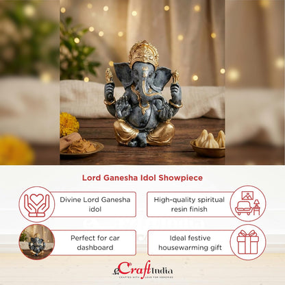 eCraftIndia Lord Ganesha Idol for Home Decor Living Room Office Pooja Room Car Dashboard | Gift for Diwali Housewarming Birthday