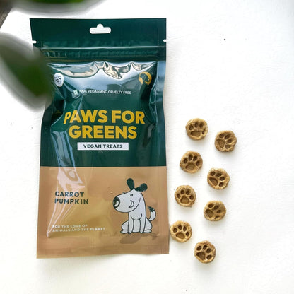 PAWS FOR GREENS Healthy Dog Treats, 100% Natural Plant-Based Dog Biscuits, Meat-Free Veg Snacks for Dogs & Puppies, Tasty & Crunchy Treats for All Breeds, 100g