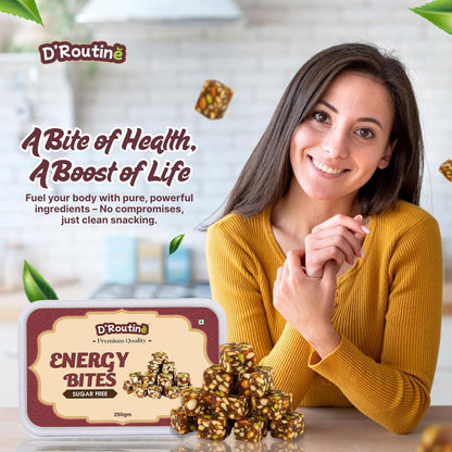 D'Routine Date Bites & Sugar-Free Dates Bites 250Gm Premium Dry Fruit Energy Barfi | Made with Dates, Almonds, Cashews, Pistachios, Pure Ghee & Honey100% Natural Gluten-Free Healthy Snack & Sweet