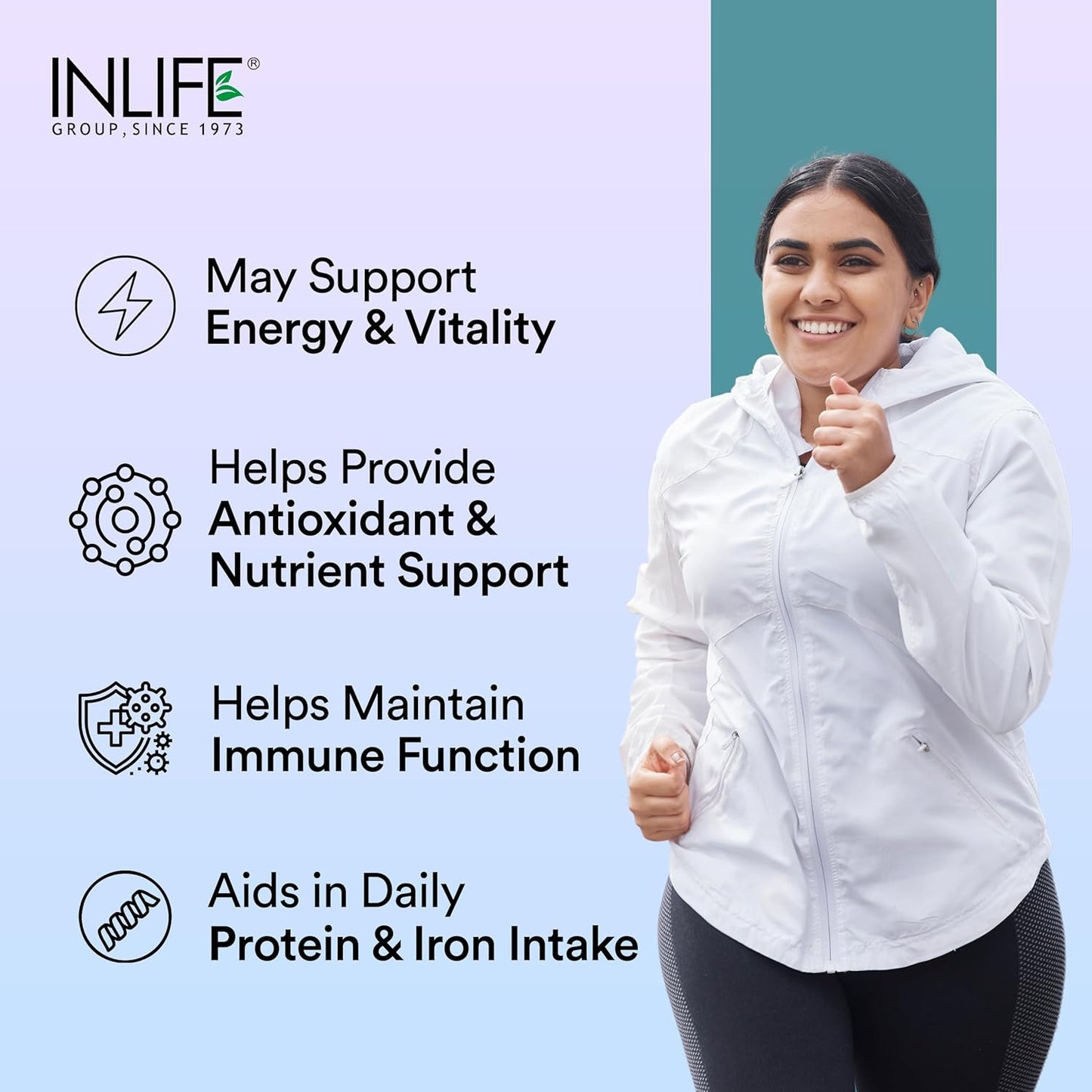 INLIFE Spirulina Tablets 2000 mg (per serving) | Green Superfood Supplement | Nutritional Supplement Protein Fiber Antioxidants - 120 Tablets (Pack of 1, 120, count)