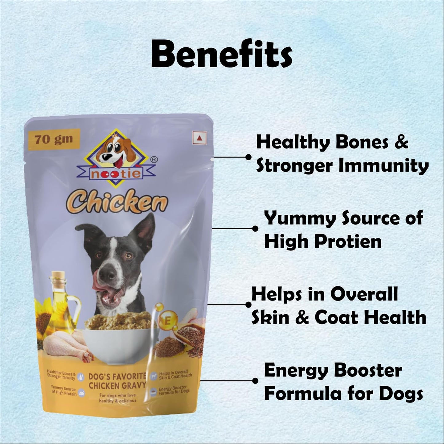 Nootie Wet Gravy for Dog Natural Ingredients, Easy to Digest, Enhances Dog Food, Dog Food Topper | Picky Eater & Appetite Booster Chicken Gravy 70g
