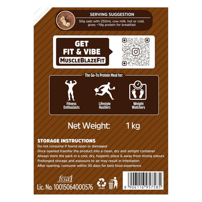 MuscleBlaze Fit High Protein Oats (Dark Chocolate, 400g) | 22g Protein | Breakfast Cereals for Weight Management