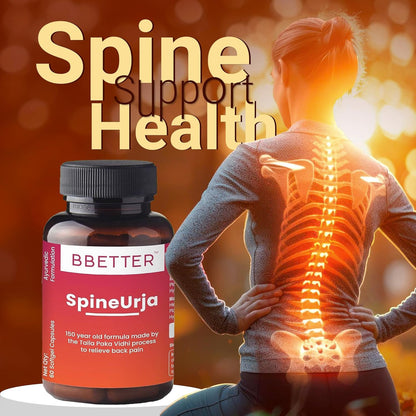 BBETTER SpineUrja -Lab Tested Ayurvedic Medicine for Lower Back Pain Relief & Sciatica Relief | Made by Taila Paka Vidhi Method | 60 Softgels