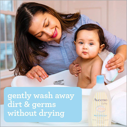 Aveeno Baby Gentle Wash & Shampoo with Natural Oat Extract, Tear-Free &, Lightly Scented, 18 fl