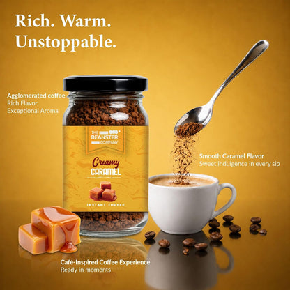 The Beanster Company Instant Caramel Coffee, Flavoured Coffee, 50g