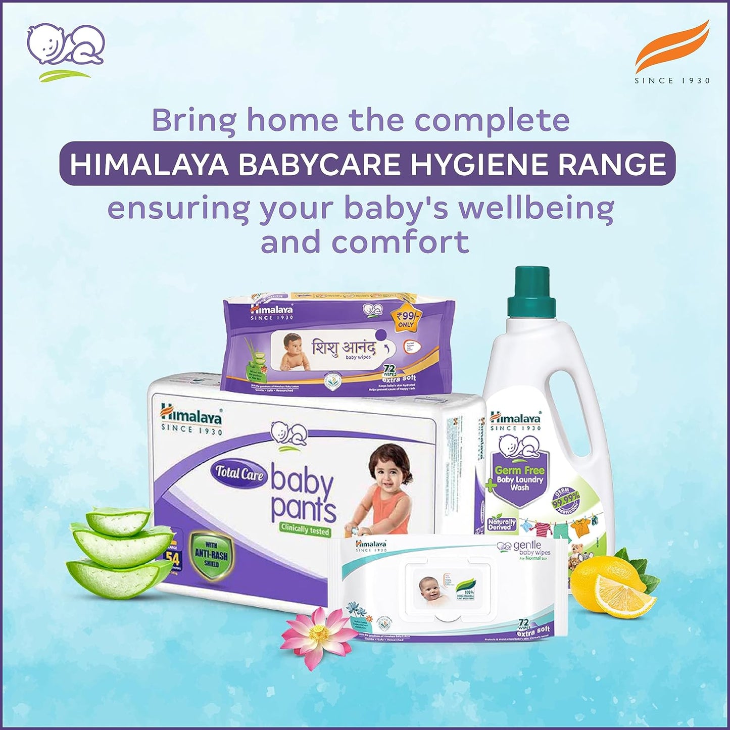 Himalaya Gentle Baby Wipes, 72 Wipes,White