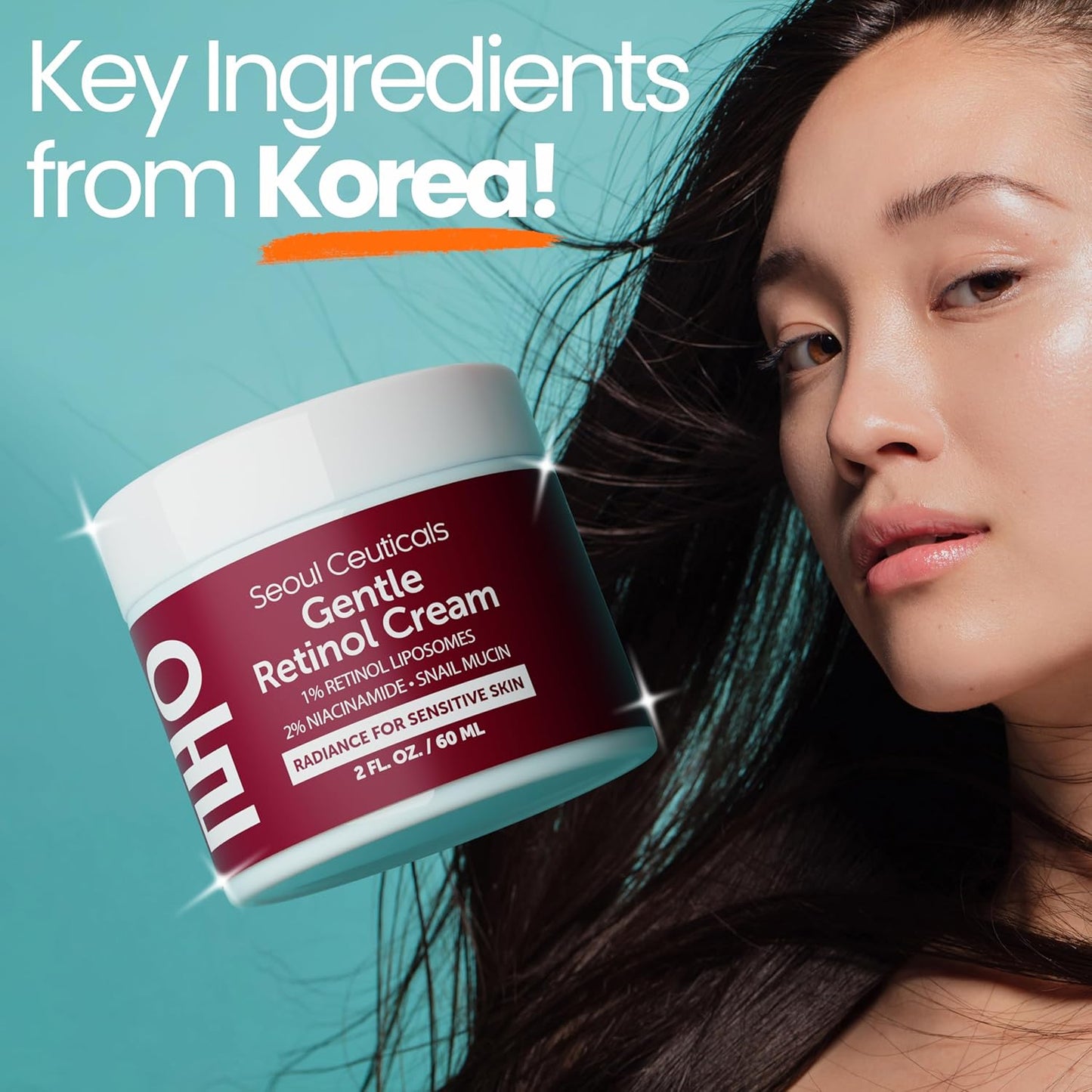 SeoulCeuticals Korean Retinol Night Cream for Face – K Beauty 1% Retinol Cream with 97.5% Snail Mucin & 2% Niacinamide – Lightweight Moisturizer for Sensitive Skin – 2oz