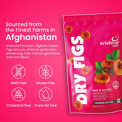 KRISHIVAL NUTS Premium Dried Anjeer 250 Grams Pack of 1 | Dry Figs Anjeer | Rich source of Fibre Calcium & Iron | Low in calories and Fat Free | Non-GMO Dried Figs