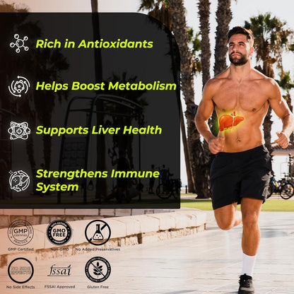 Health Veda Organics Plant Based Liver Detox with Milk Thistle, Green Turmeric, Ginger Powder | Liver Detox Supplement for Healthy Liver, Helps in Cleanse Liver Natural Fatty Liver Support - 60 Vegetarian Capsules