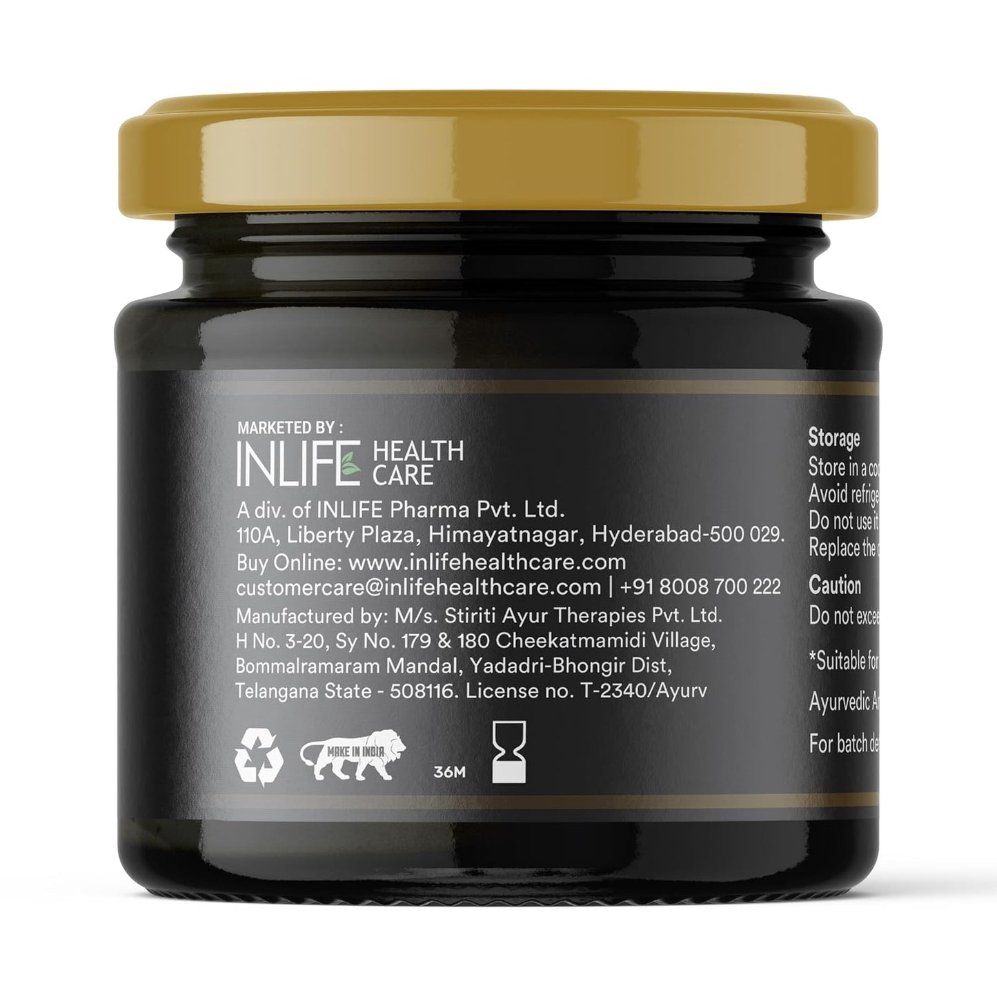 INLIFE Shilajit Gold 20g | Original Himalayan Shilajit Resin with Ashwagandha, Tribulus, Turmeric, Kali Musli for Strength, Endurance & Stamina | 75% Fulvic Acid | Lab Tested Ayurvedic Supplement