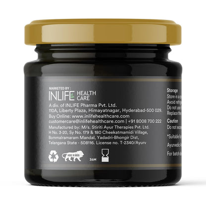 INLIFE Shilajit Gold 20g | Original Himalayan Shilajit Resin with Ashwagandha, Tribulus, Turmeric, Kali Musli for Strength, Endurance & Stamina | 75% Fulvic Acid | Lab Tested Ayurvedic Supplement