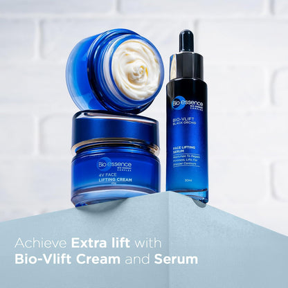 Bio-Essence Bio-Vlift 4V Face Lifting Cream, Firming, Tightening, Double Chin Firming, Hyaluronic Acid, Fermented Rice, Niacinamide, Face Moisturizer for Women, Ideal for All Skin Types, Anti Ageing, 45g