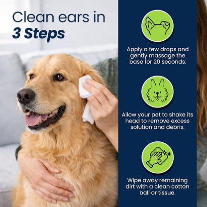 Petroyale Ear Cleanser for Dogs and Cats | Effective & Gentle Formula | Remove Dirt, Excess Wax, Mites | Improves Hearing | Relives Itching | Dog Ear Cleaner Solution with Tris EDTA Buffer - 100ml