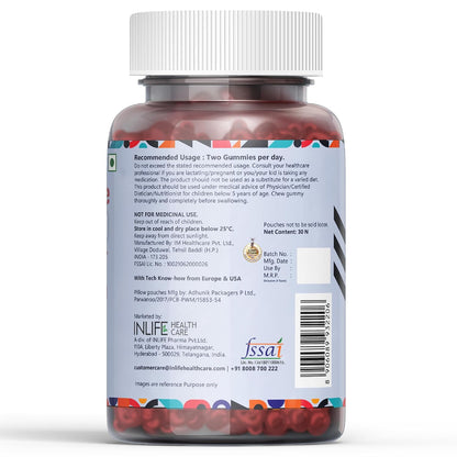 INLIFE Eye Care Gummies for Kids and Adults | Lutein and Zeaxanthin Supplement with Omega 3 Algal DHA, Astaxanthin, Vitamin A, C & E to Support Eye Health - 30 Gummies (Pack of 1)