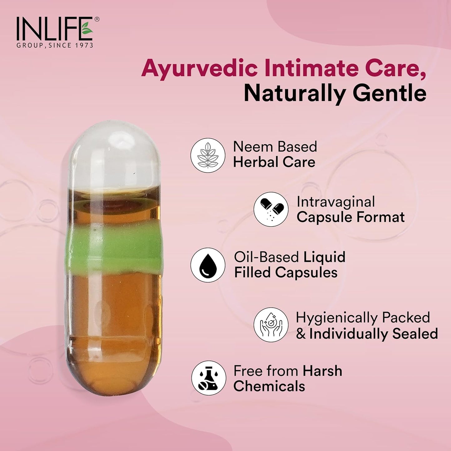 INLIFE Vaginal Health Capsules for Hygiene Support with Neem Seed Oil (Nimba Taila) 500mg | Promote Healthy Odor & Flora - 60 Count