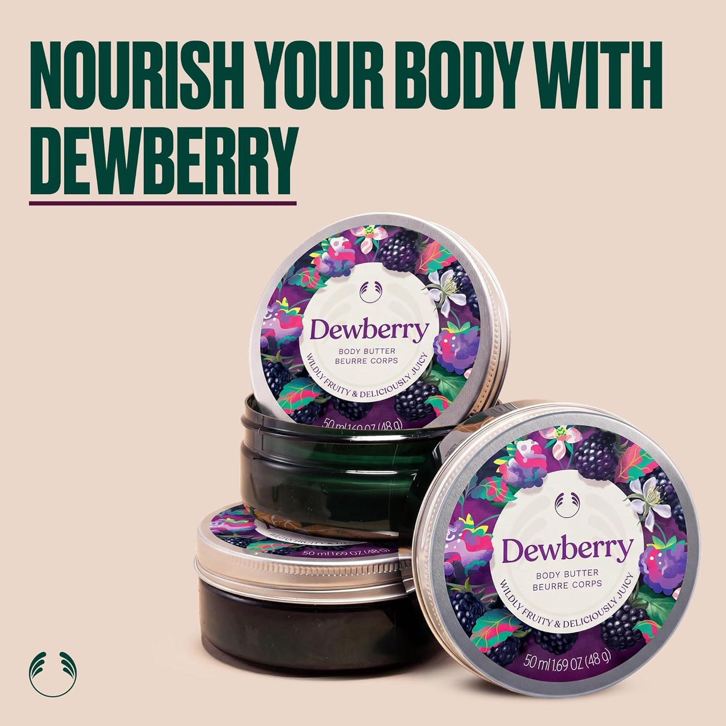 The Body Shop Dewberry Body Butter 200ml Intensive Moisturiser for Dry Skin, Fruity and Floral Scent with Community Fair Trade Shea Butter, 96-Hour Deep Hydration