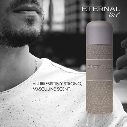 Eternal Love Body Spray for Men | Travel Size | Fresh, Cool & Energizing Scent | Long-Lasting Perfume | Woody Body Spray for Man | Gift for Him | 200ml