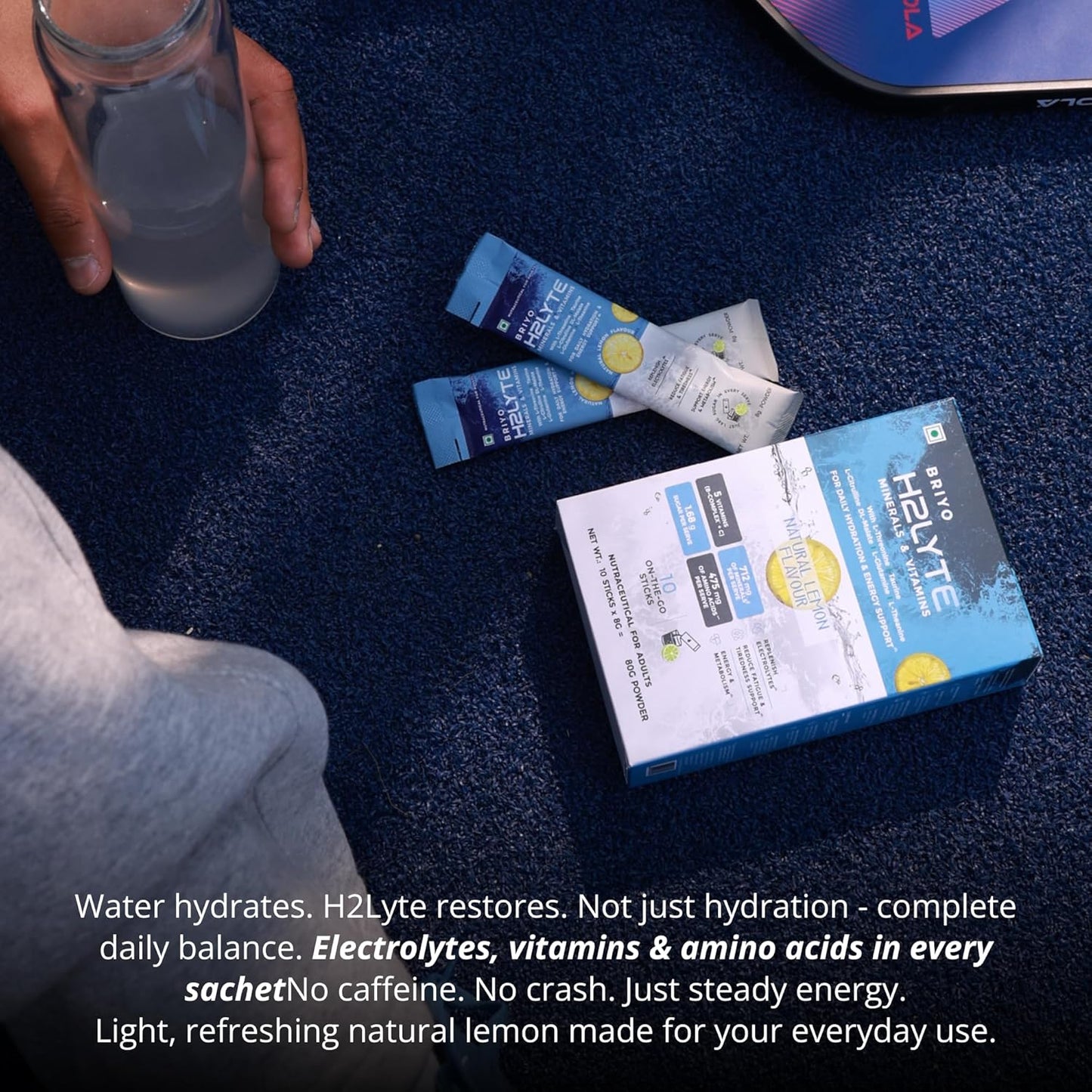 Briyo H2Lyte Low Sugar Electrolyte Drink | Hydration & Energy Booster | Magnesium, Amino Acids & Vitamins B & C | Natural Lemon Flavor