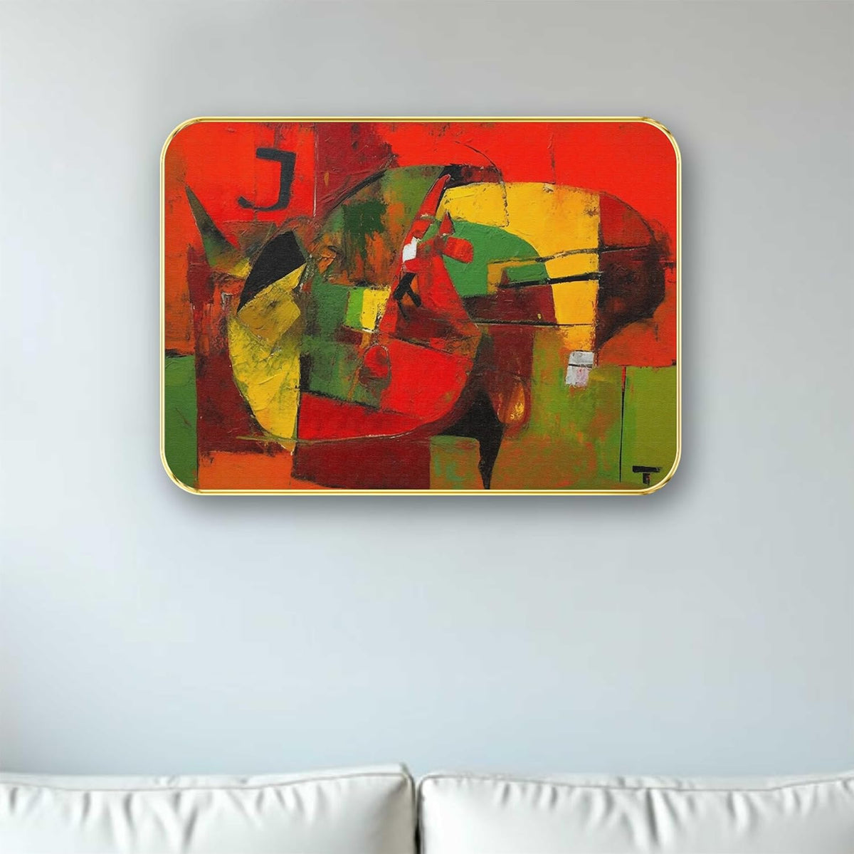 Abstract modern art Premium Sparkle Lamination Finished Surface Golden Slim Frame (13 x 19 Inch) For Home/Office/Hotel painting MG-614