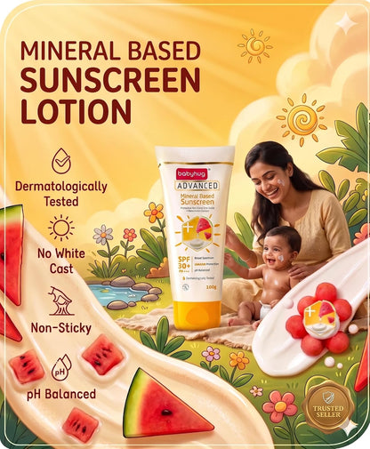 BABYHUG Advanced Mineral Based Sunscreen Lotion with SPF 30 +, PA+++,UVA/UVB Protection 100ML(Pack Of 1)